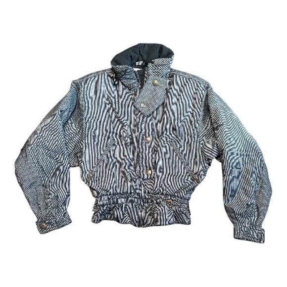 VTG Head Thermore Gray Chevron Pattern High Neck Dolman Sleeve Ski Snow Jacket 4 - Picture 1 of 6